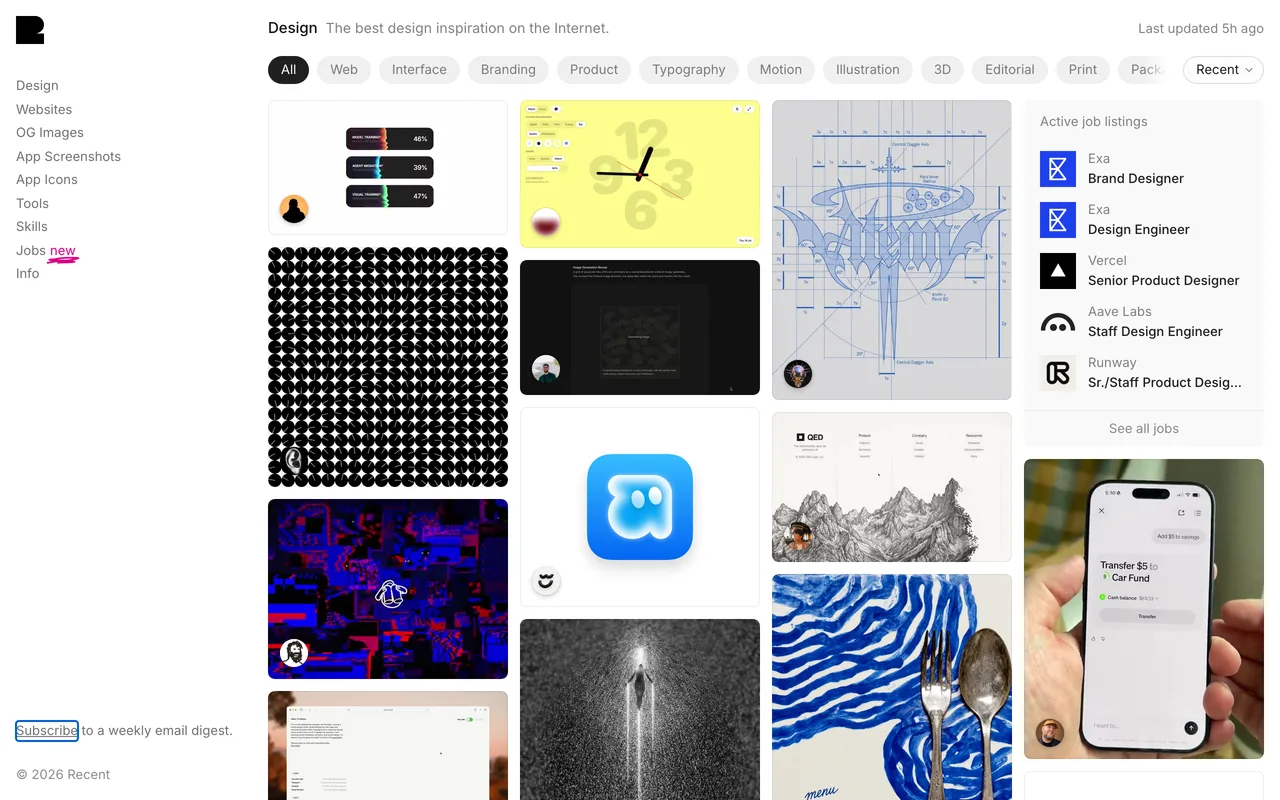 Godly's grid of shipped site designs