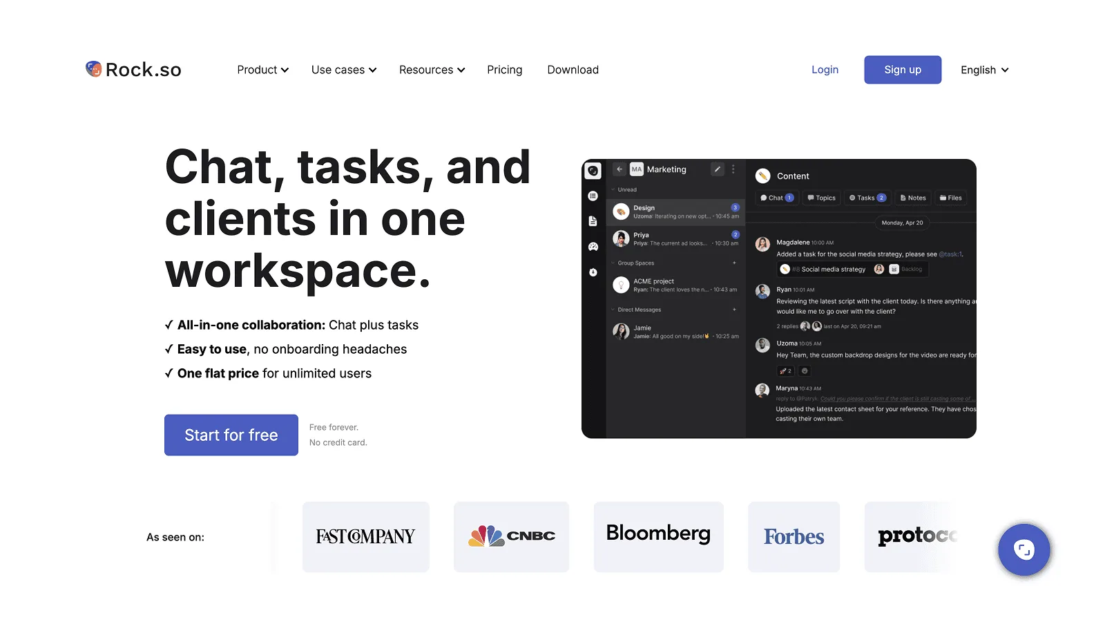 Rock is an all-in-one chat and tasks platform for agencies