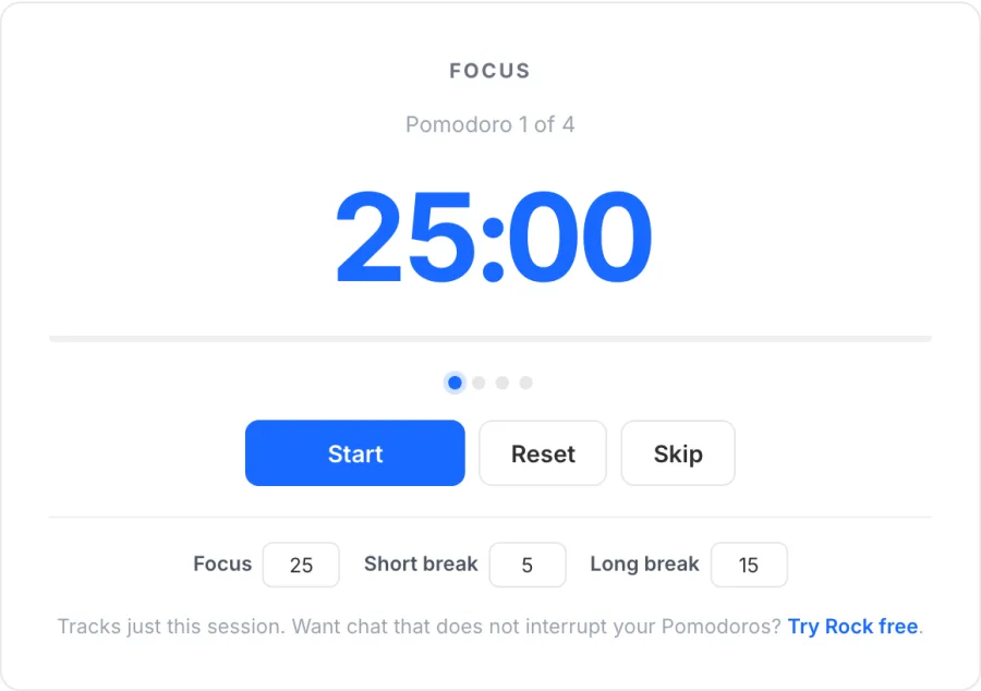 The Pomodoro timer on Rock's blog